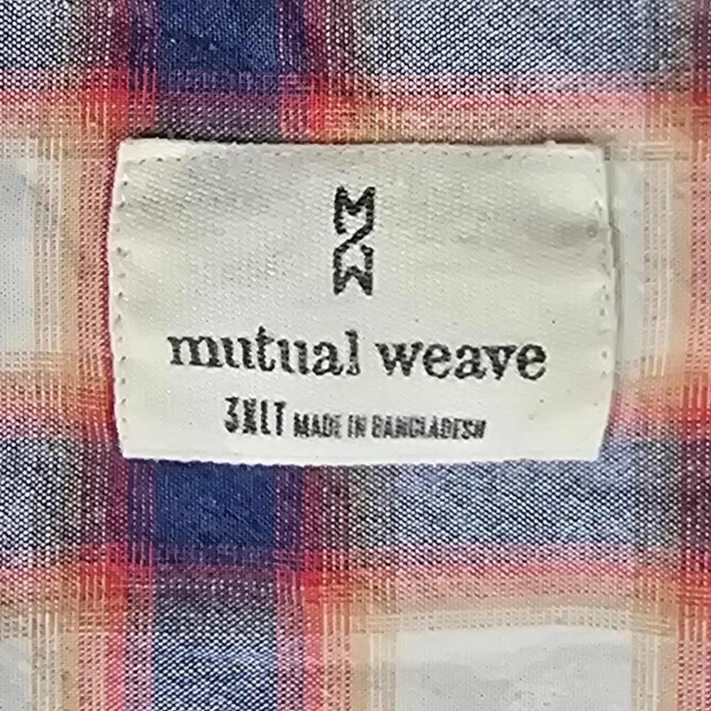 Mutual Weave‎ Plaid Button Down Shirt Mens 3XLT Blue Red Short Sleeve Stretch - Picture 4 of 7